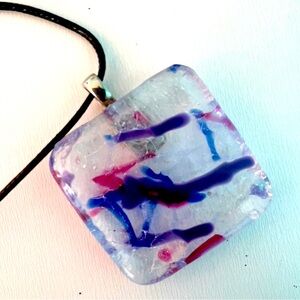 Pendant Artisan Glass Necklace Jewelry Recycled Glass Blue Purple
